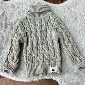 Kids Gray Cable Knit Turtleneck Sweater